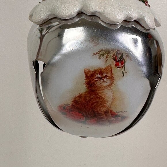 Tabby In Toyland Ornament By Ashton-Drake Galleries Sleigh Bells Cat & Santa - Picture 3 of 12